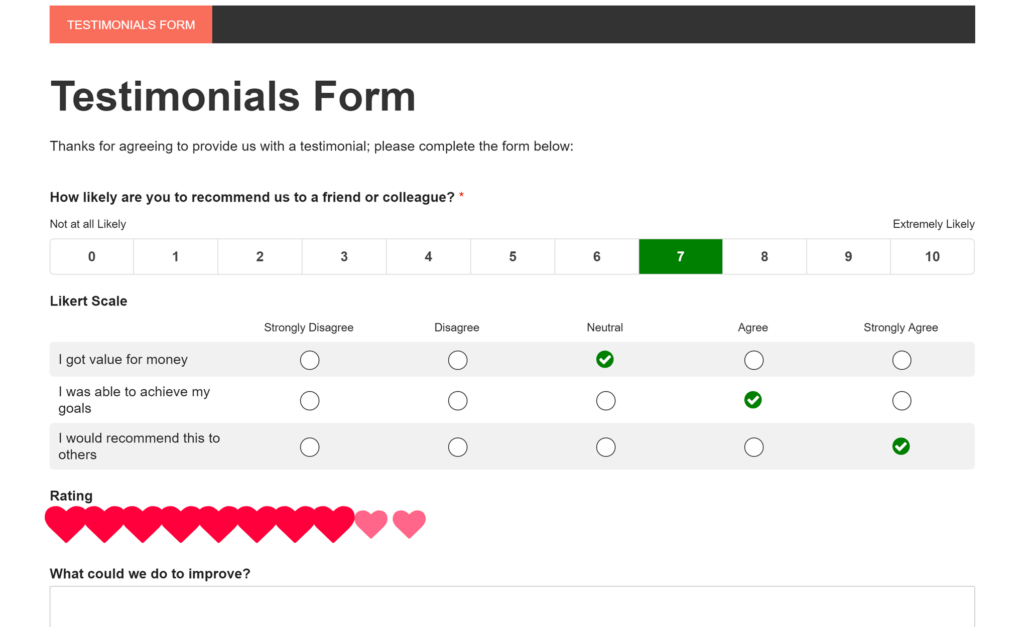 Recogida de testimonios WP Forms | MemberPress Recopile testimonios con un formulario específico.