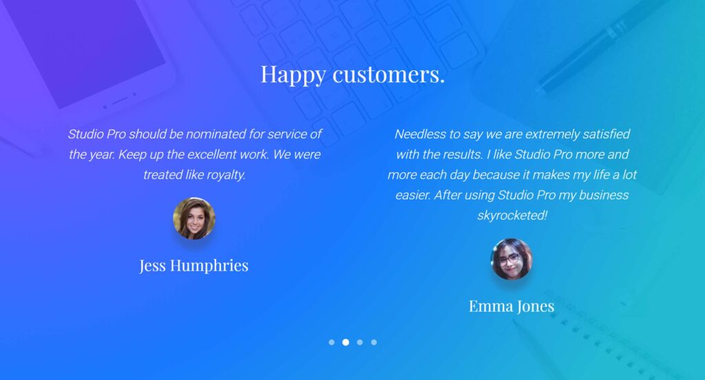 Testimonios Studio Pro Theme | MemberPress Testimonios de Studio Pro WordPress Theme