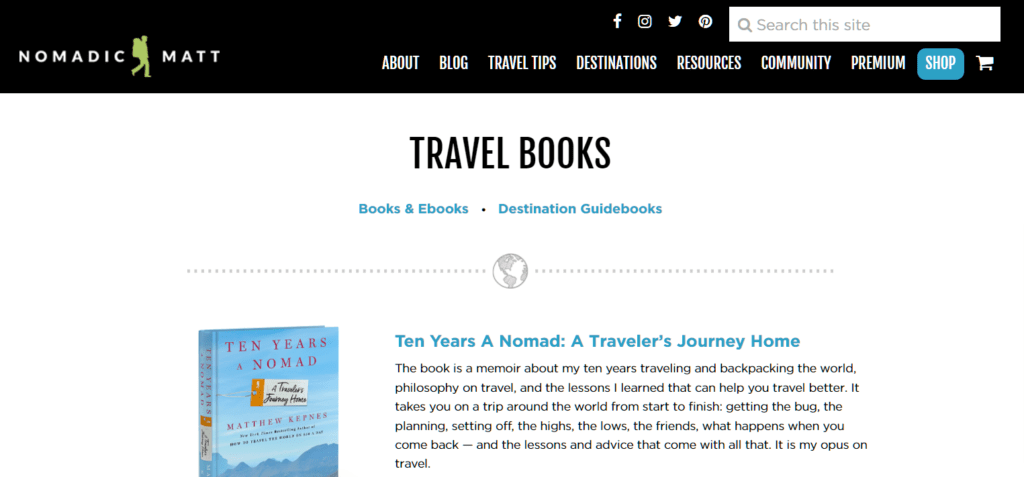 Guías y Libros de Viaje | MemberPress Nomadic Matt sitio web de pasatiempos de viajes tienda en línea